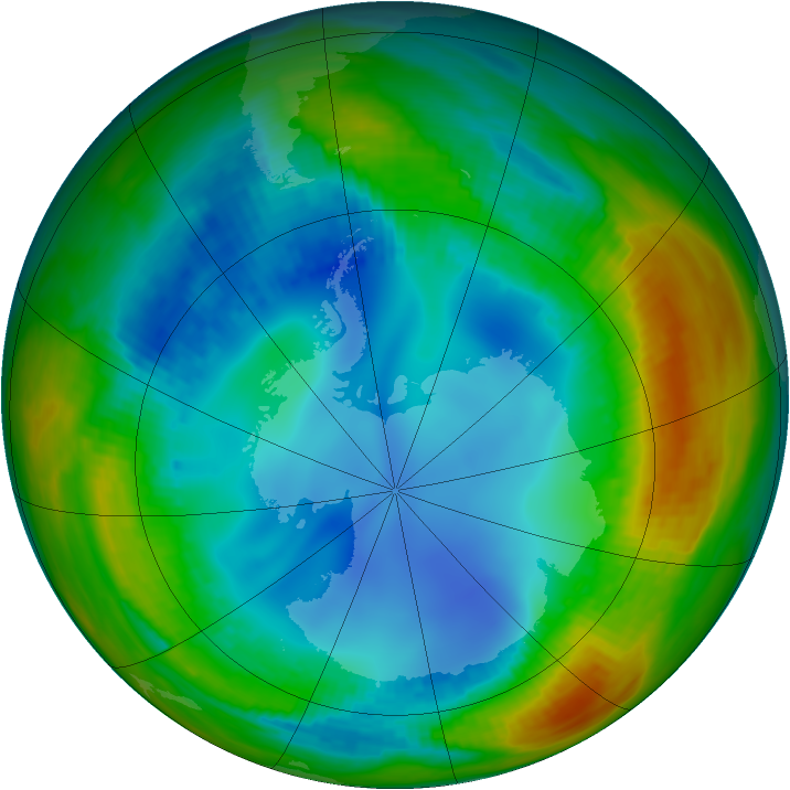 Antarctic ozone map for 31 July 1991